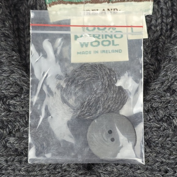 Aran Crafts Merino Wool Cable Knit Cardigan Womens L Long Gray Ireland NWT - Picture 5 of 8